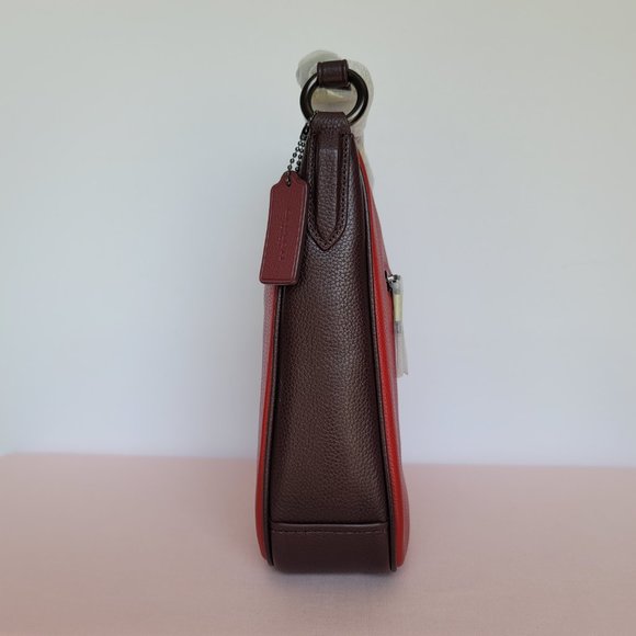 COACH Chaise Colorblocked Pebbled Leather Crossbody- Brick Red Multi-color ⭐ - Picture 8 of 16